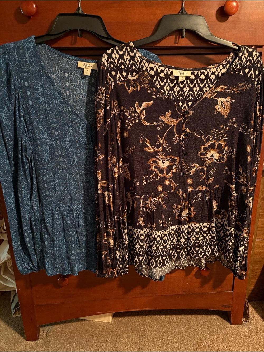Two Style & Co peplum blouses